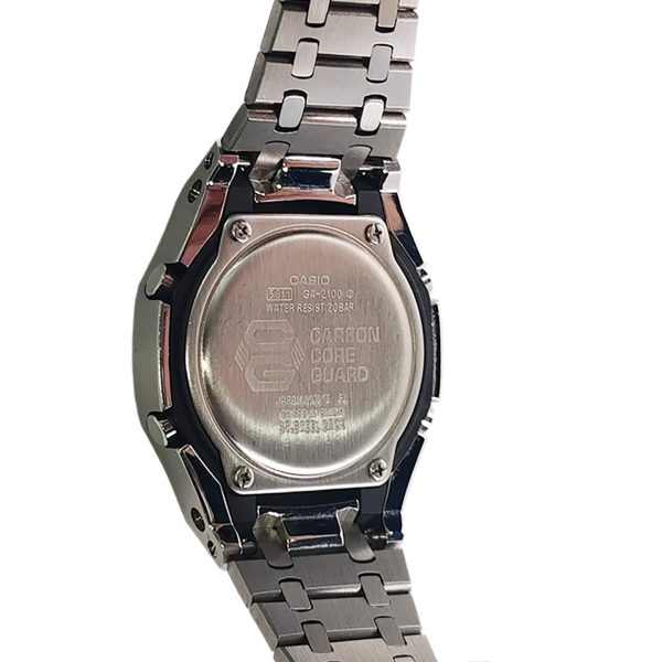 Кастомные часы Casio G-Shock Морозная Луна Фиалковый След, алые, вид сбоку. CasiOAK Custom, кастомные часы Casio ручная сб...